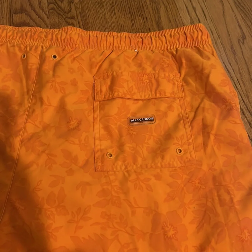 Alex Cannon Men’s Orange Floral Swim Trunks Size XL